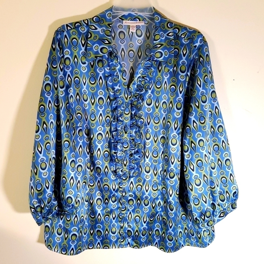 JM Collection Women's 3/4 Sleev button front shirt size 16W